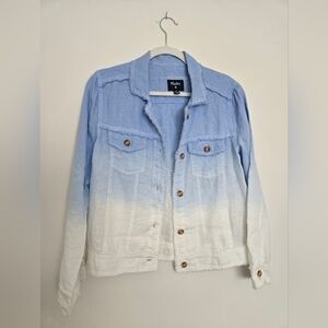 Hatley Women's Blue and White Ambre Linen Jacket Button Front | Small NWT
